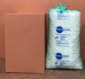 Polystyrene loose fill in a bag