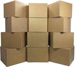 Cardboard boxes stacked on eachother